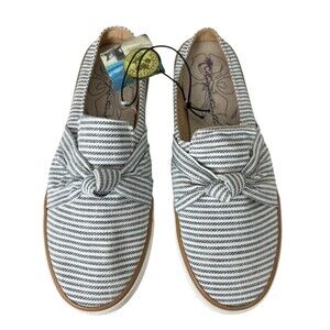 Margaritaville Women's Gray & White Stripe Canvas Knotted Mule Flat Size 8 NWT